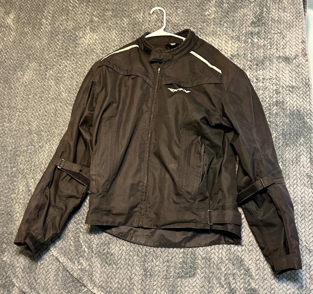 Fly Racing Motorcycle Riding Jacket Men's XL Black Adjustable Sleeve Full Zipper